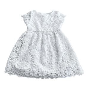 Zara girls white lace floral short sleeve summer dress size 4/5